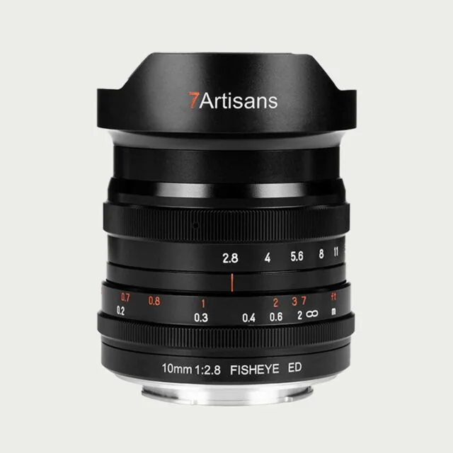 7Artisans 10mm F2.8 fisheye-objektiv med solblender