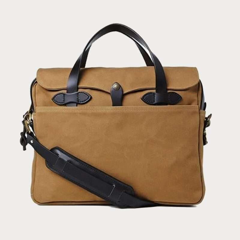 Twill breifcase messenger premium koffert khaki brun