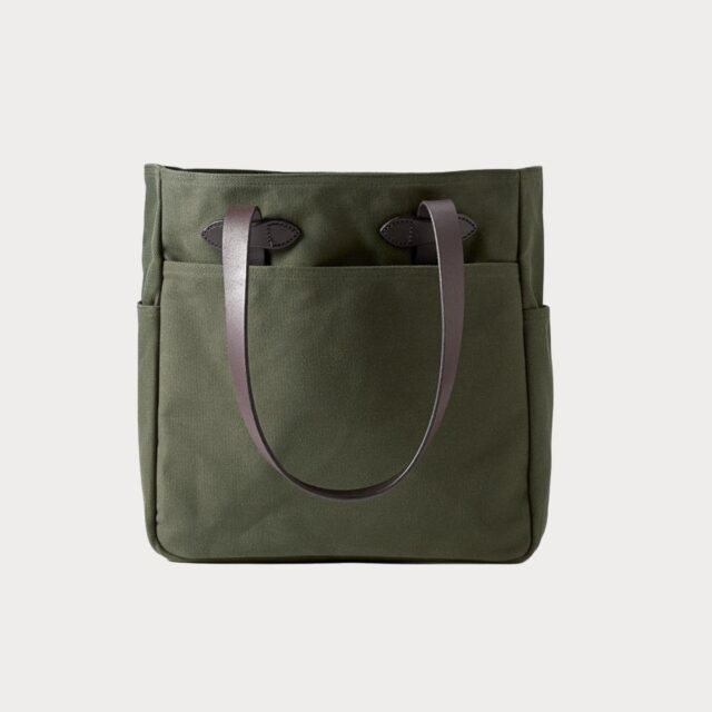 Nordic Artisans twill tote leather skinn og bomull olivengrønn