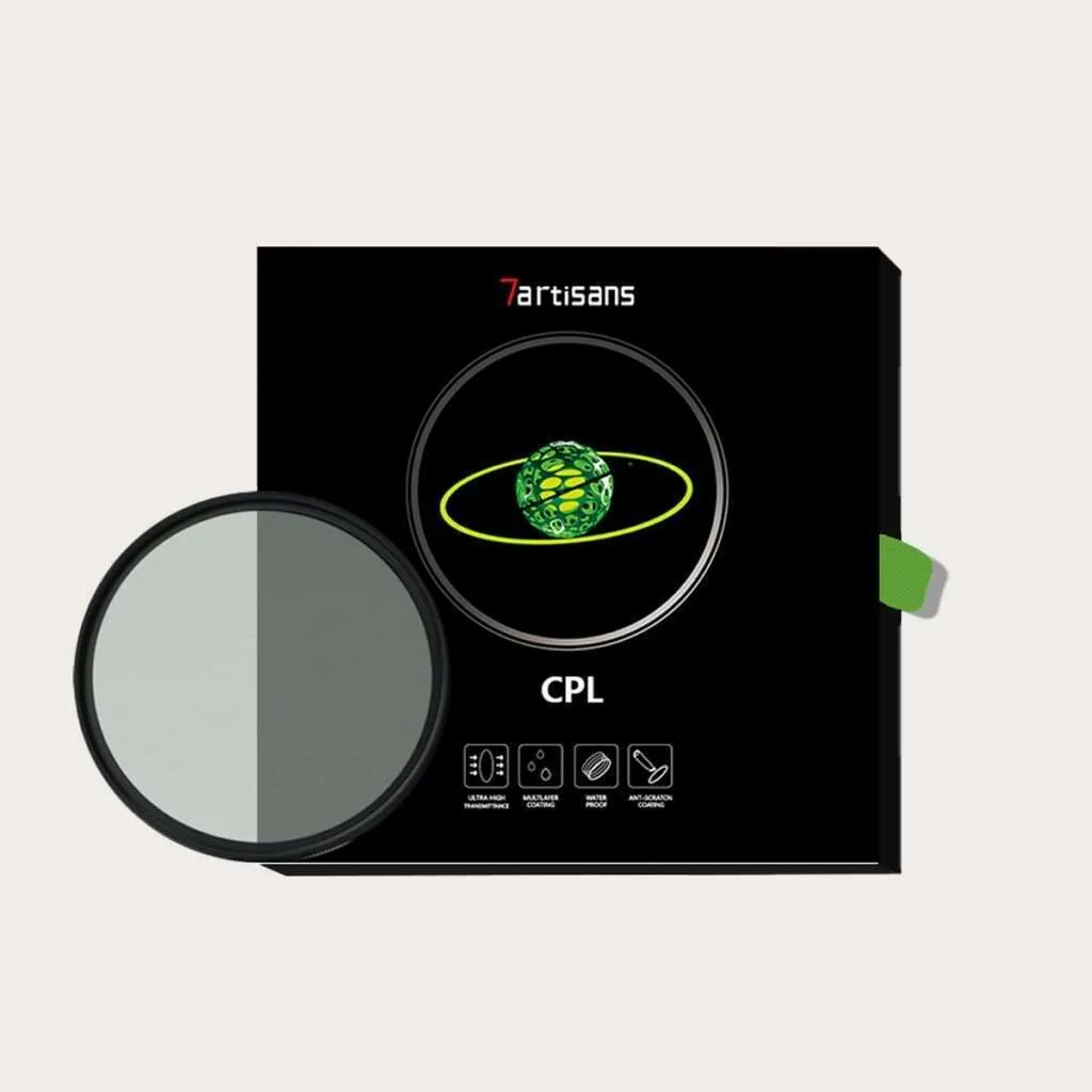 7Artisans CPL-polariseringsfilter og emballasje